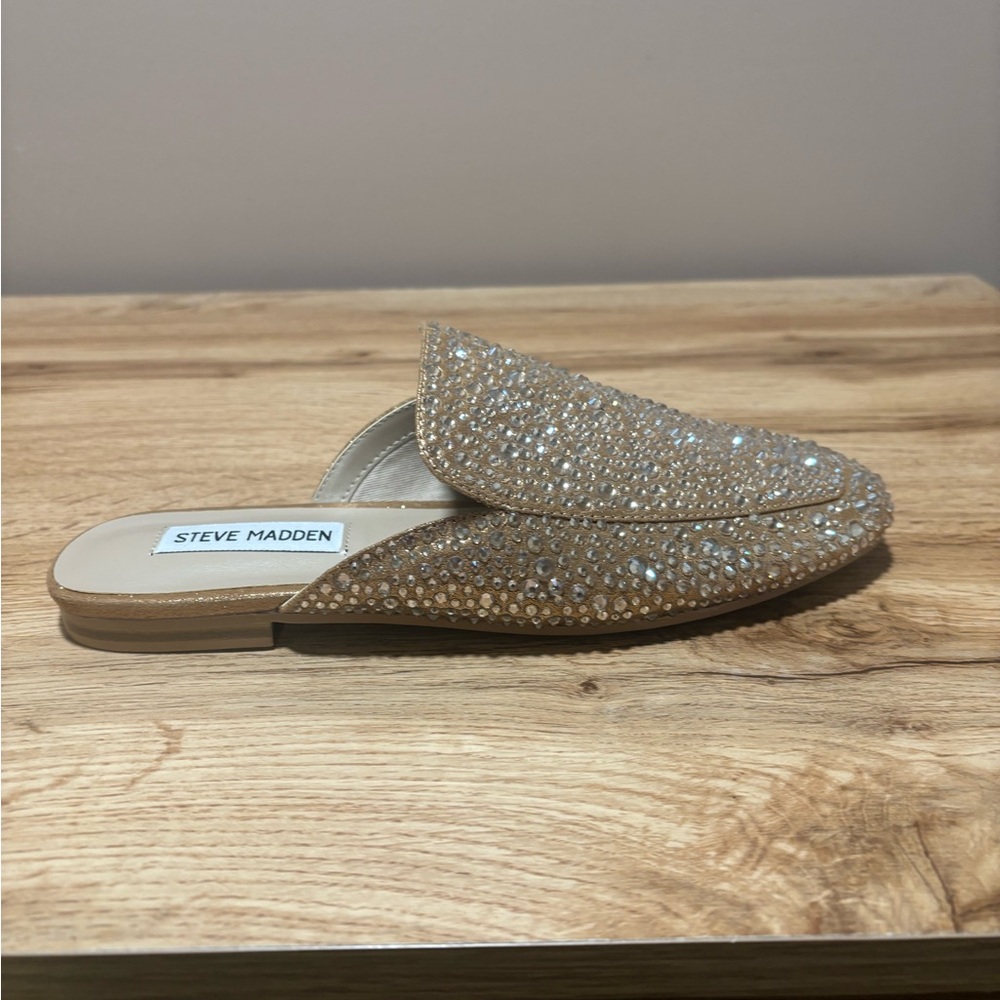 Steve Madden Gold Crystal Embellished Mules